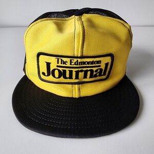 Vintage Edmonton Journal Trucker Hat Mesh Cap Snap Back Patch Logo‎ Newspaper AB